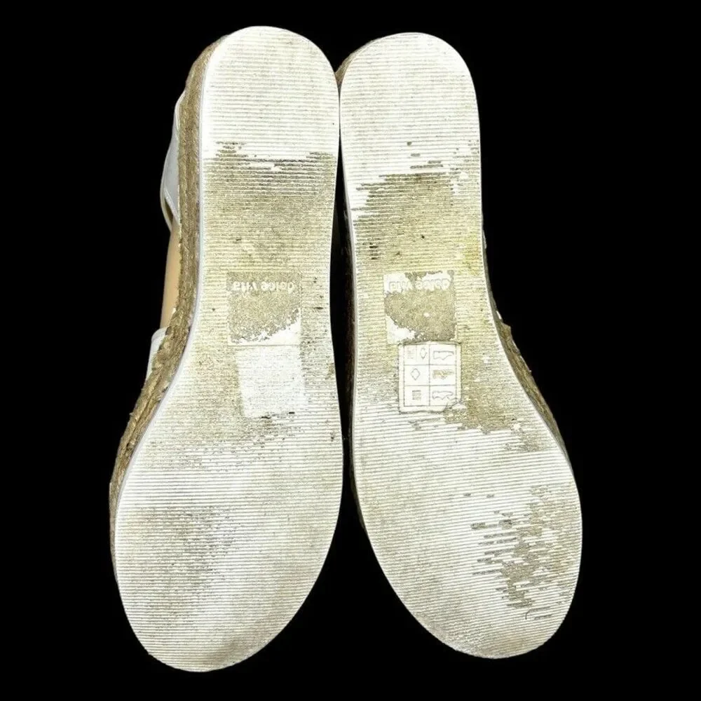 Dolce‎ Vita Lury White Fabric Elastic Platform Wedge Espadrille Womens Size 9M
